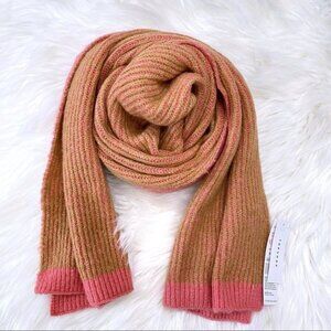 NEW Topshop Two Tone Knit Long Rectangle Scarf Cozy One Size Pink Green